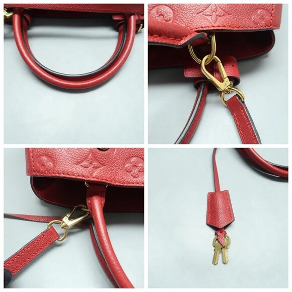 Louis Vuitton Montaigne MM Red Monogram Leather Satchel 1434-010525 - Picture 7 of 12